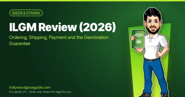 Hollywood beside the title “ILGM Review (2026)” on a Hollywood's Grow Guide graphic